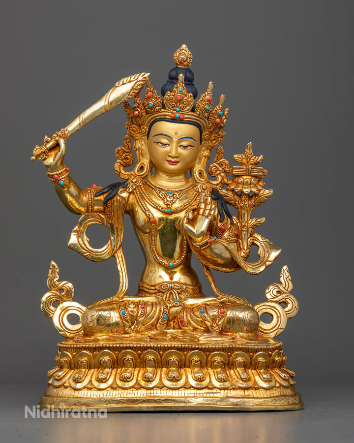 Gold Gilded Manjushri Statue: The Radiant Embodiment of Wisdom and Enlightenment