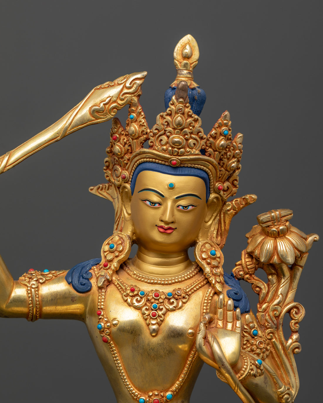 Handcrafted Manjushri Bodhisattva Statue for Spiritual Awakening