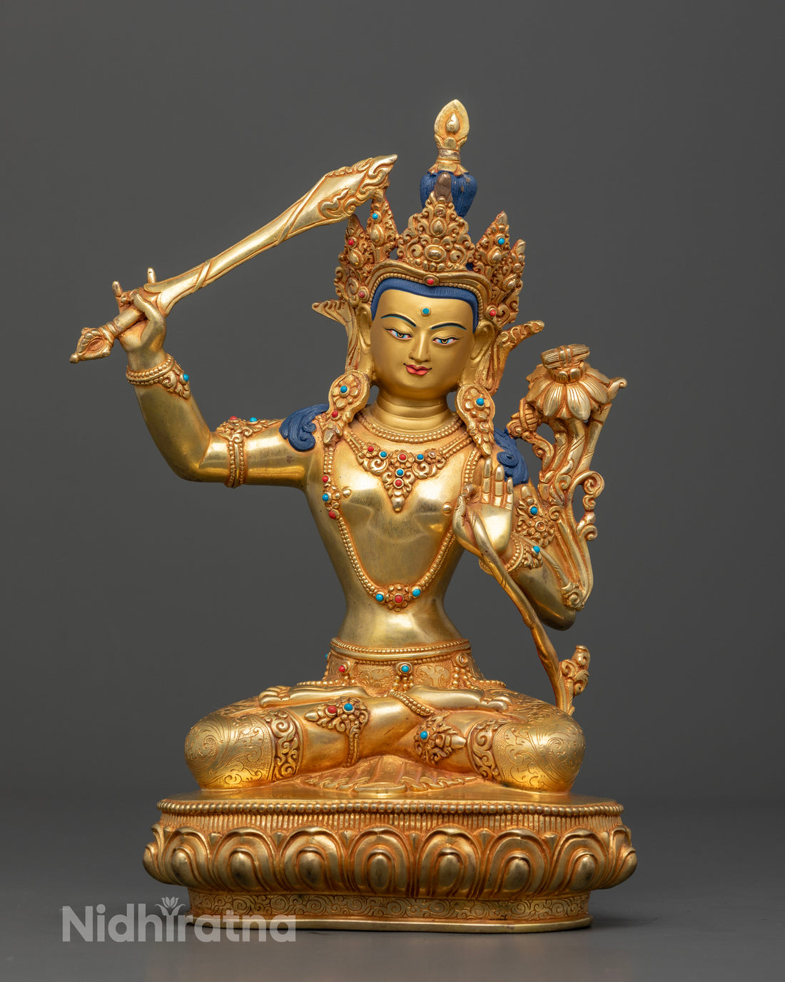 Handcrafted Manjushri Bodhisattva Statue for Spiritual Awakening