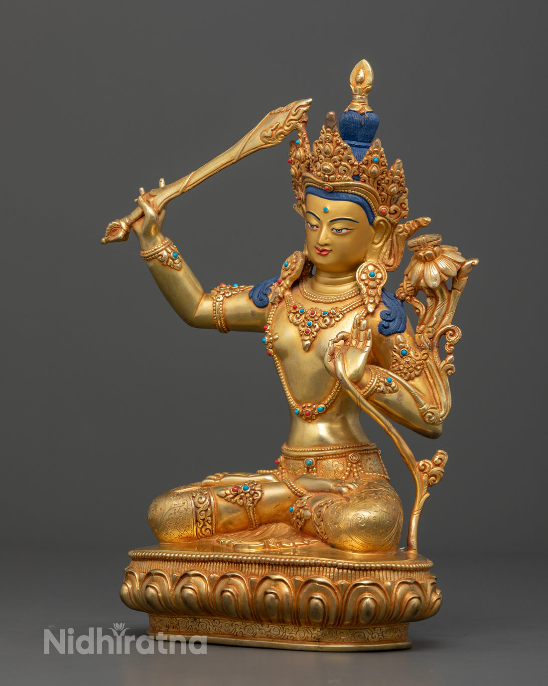 Handcrafted Manjushri Bodhisattva Statue for Spiritual Awakening