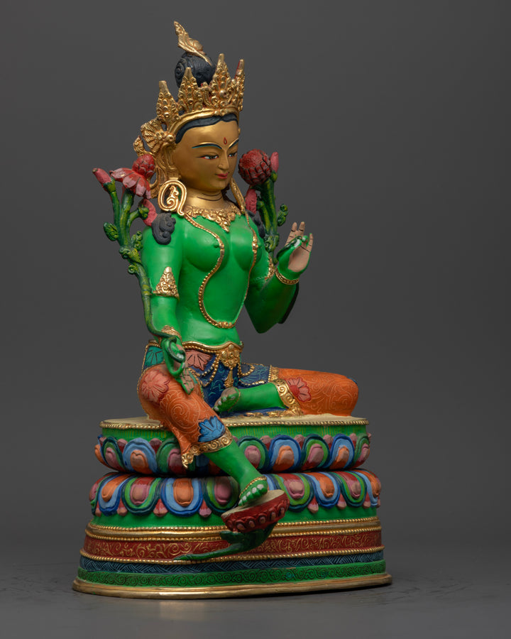 Green Tara Sculpture: The Goddess of Compassion and Protection