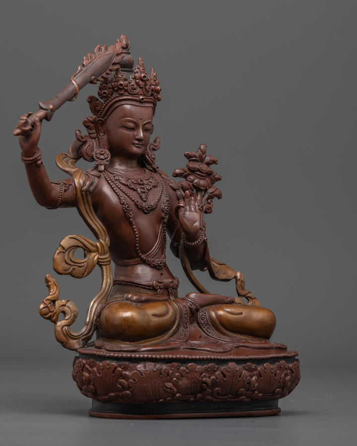 Oxidized Manjushri Statue: Symbols of Enlightened Wisdom