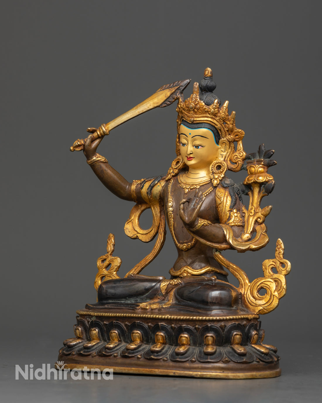 Manjushri in Regal Oxidized and Gold Splendor