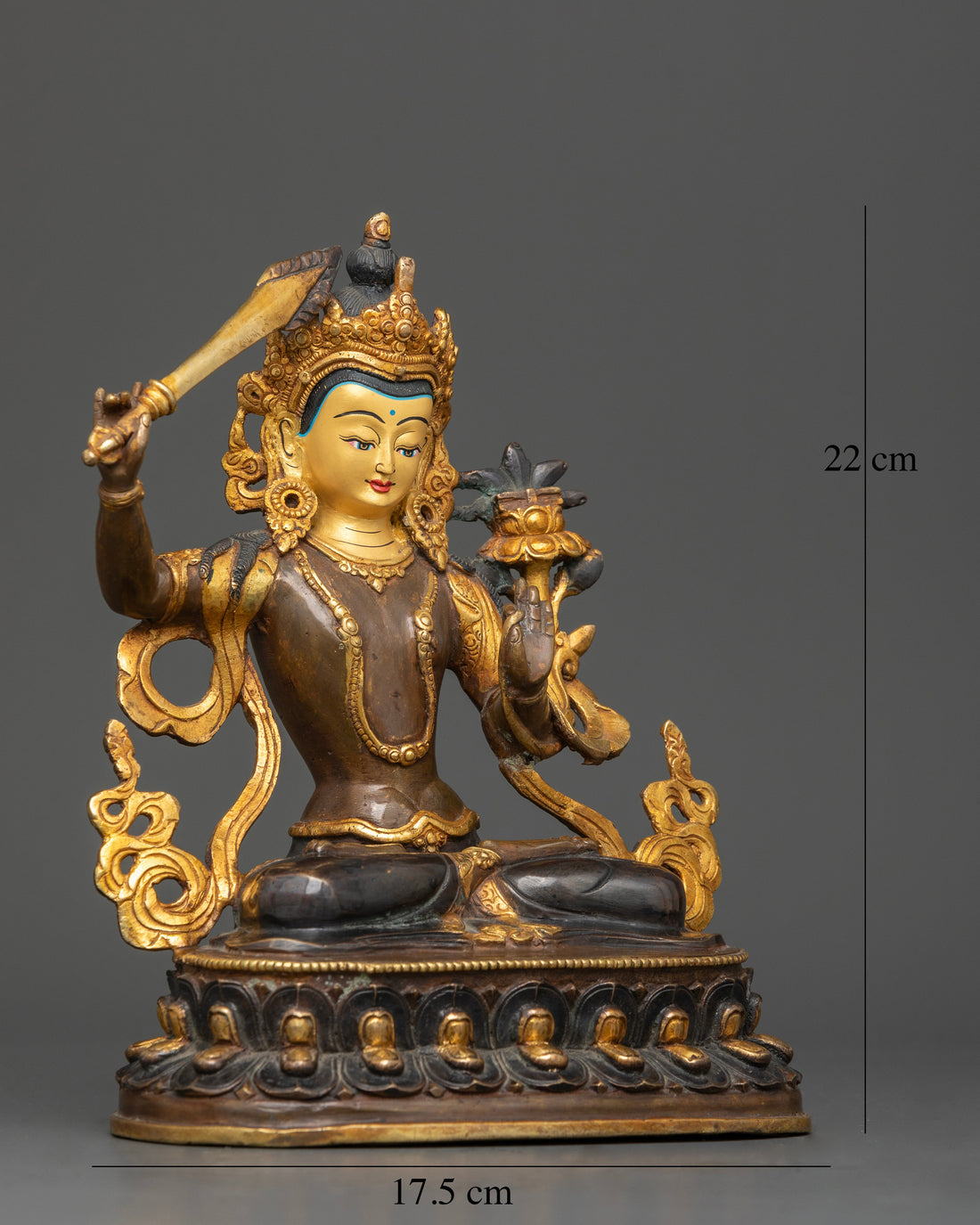 Manjushri in Regal Oxidized and Gold Splendor