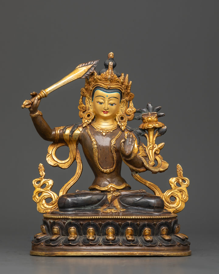 Manjushri in Regal Oxidized and Gold Splendor