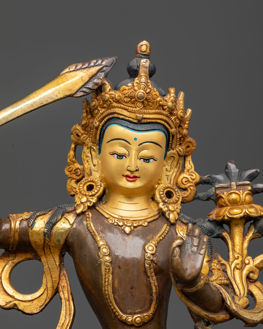 Manjushri in Regal Oxidized and Gold Splendor