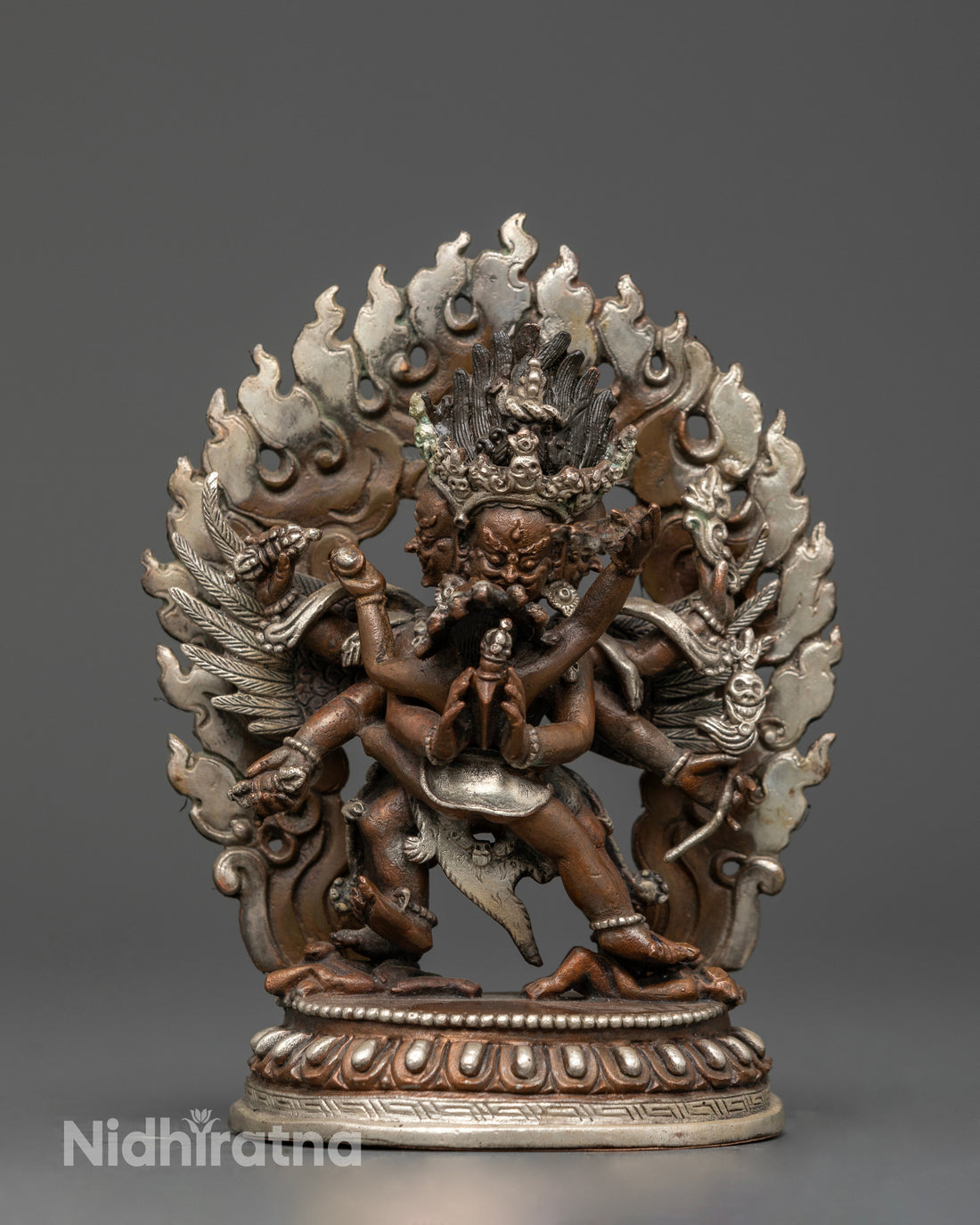 Vajrakilaya in Divine Silver and Oxidized Elegance