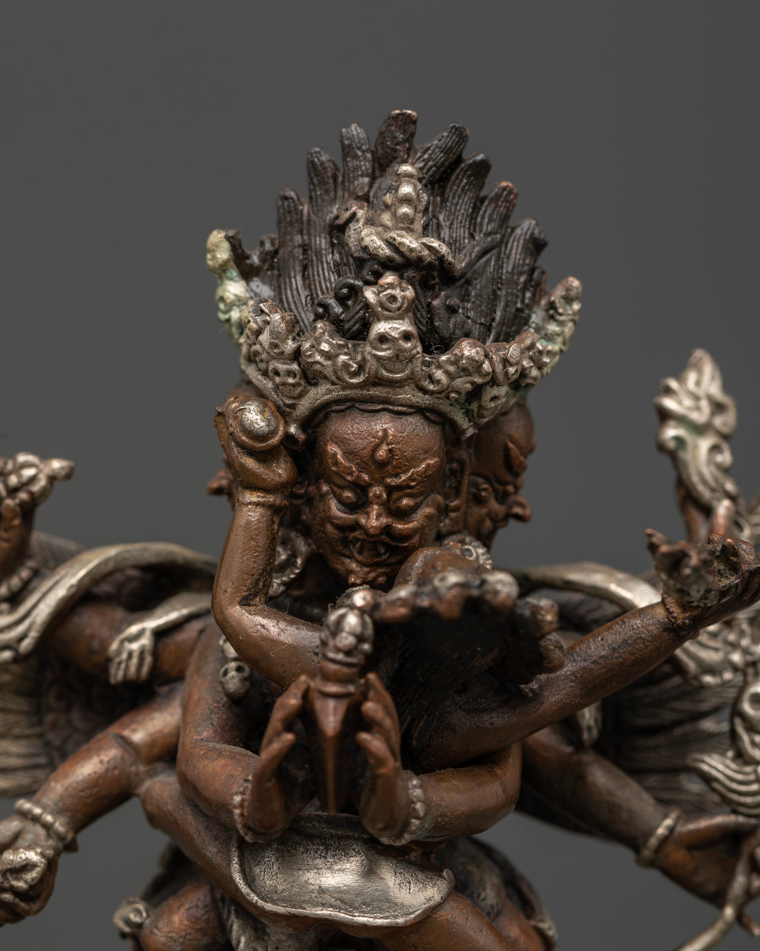 Vajrakilaya in Divine Silver and Oxidized Elegance