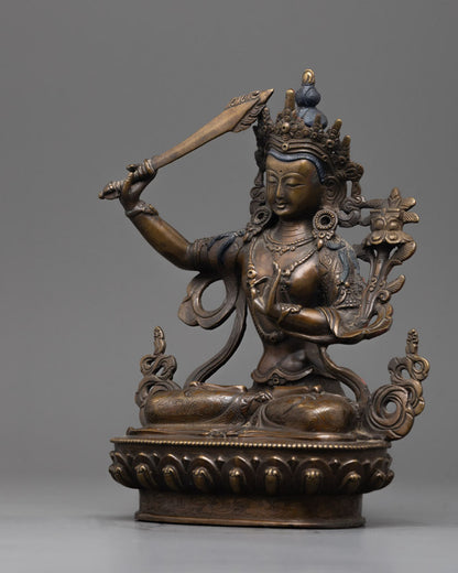 Nepal Handmade Manjushri Statue | Intricately Crafted Buddhist Deity