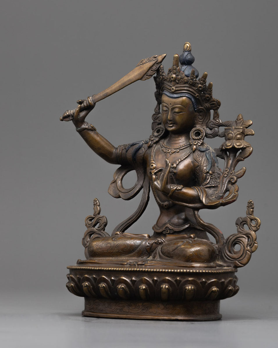 Nepal Handmade Manjushri Statue | Intricately Crafted Buddhist Deity