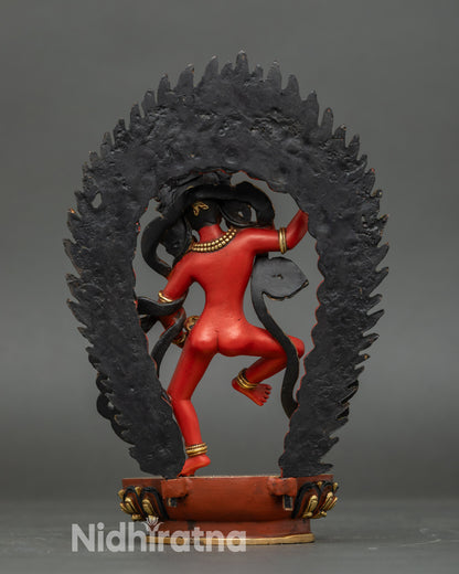 Machig Labdron Statue Back View Intricate Gold-Gilded Copper Carvings