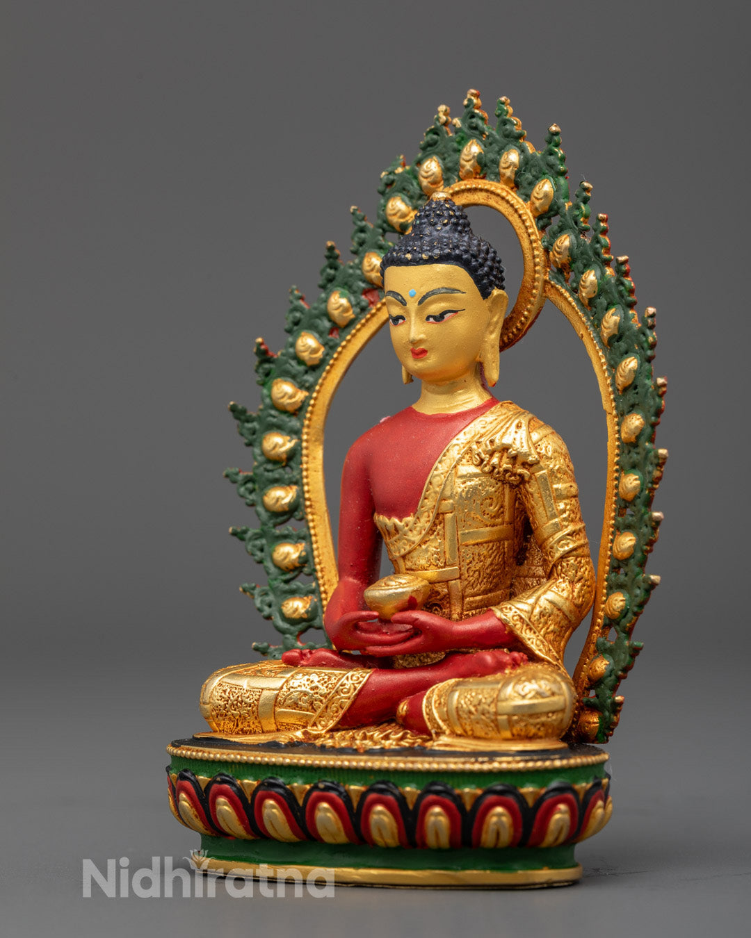 Machine-made Amitabha Buddha sculpture with hollow base for mantra fillings and spiritual focus
