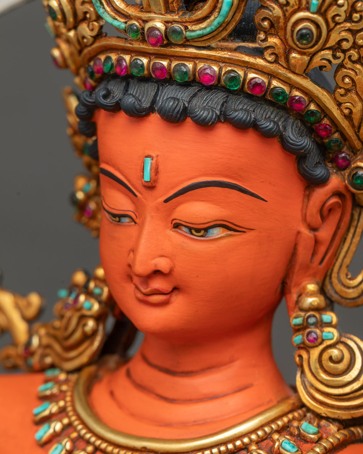 Colorful Maha Manjushri Statue – Four-armed Bodhisattva of Wisdom