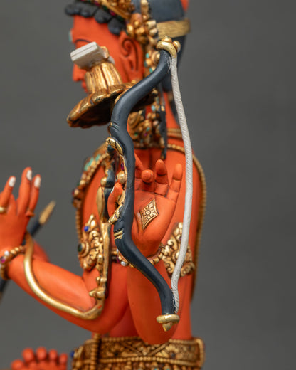 Colorful Maha Manjushri Statue – Four-armed Bodhisattva of Wisdom