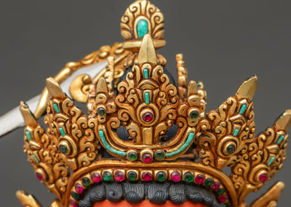 Colorful Maha Manjushri Statue – Four-armed Bodhisattva of Wisdom