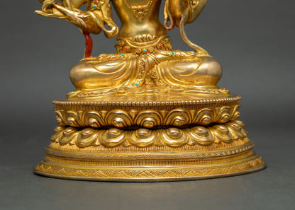 Maha Manjushri Copper Statue – Buddhist Meditation & Shrine Decor