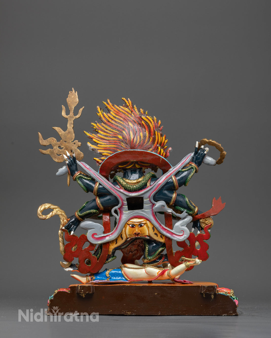 Handcrafted Powerful Six-Armed Mahakala Statue