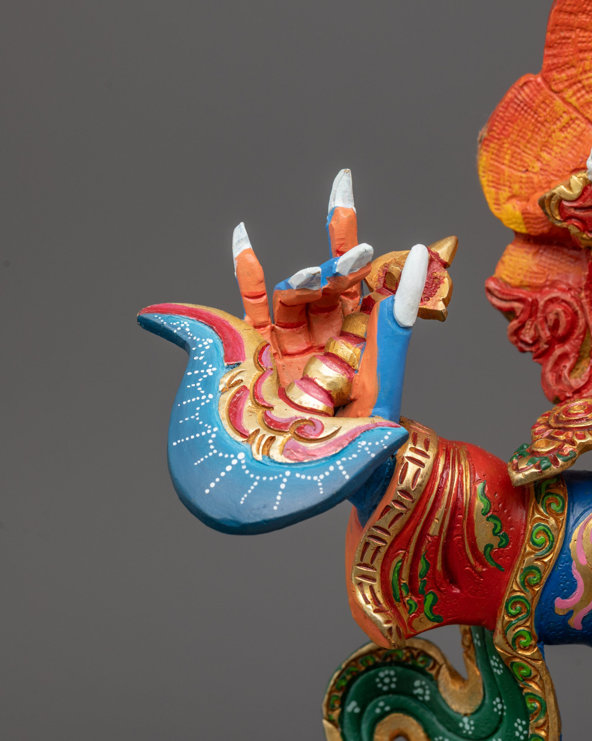 Colored Mahakala Bernagchen Statue | Tibetan Wrathful Deity