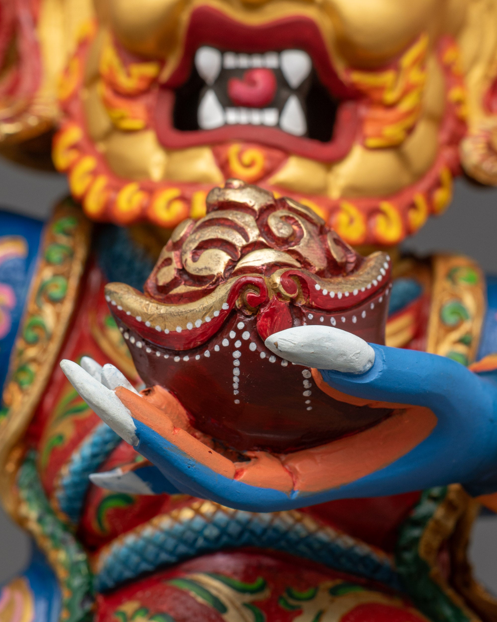 Colored Mahakala Bernagchen Statue | Tibetan Wrathful Deity