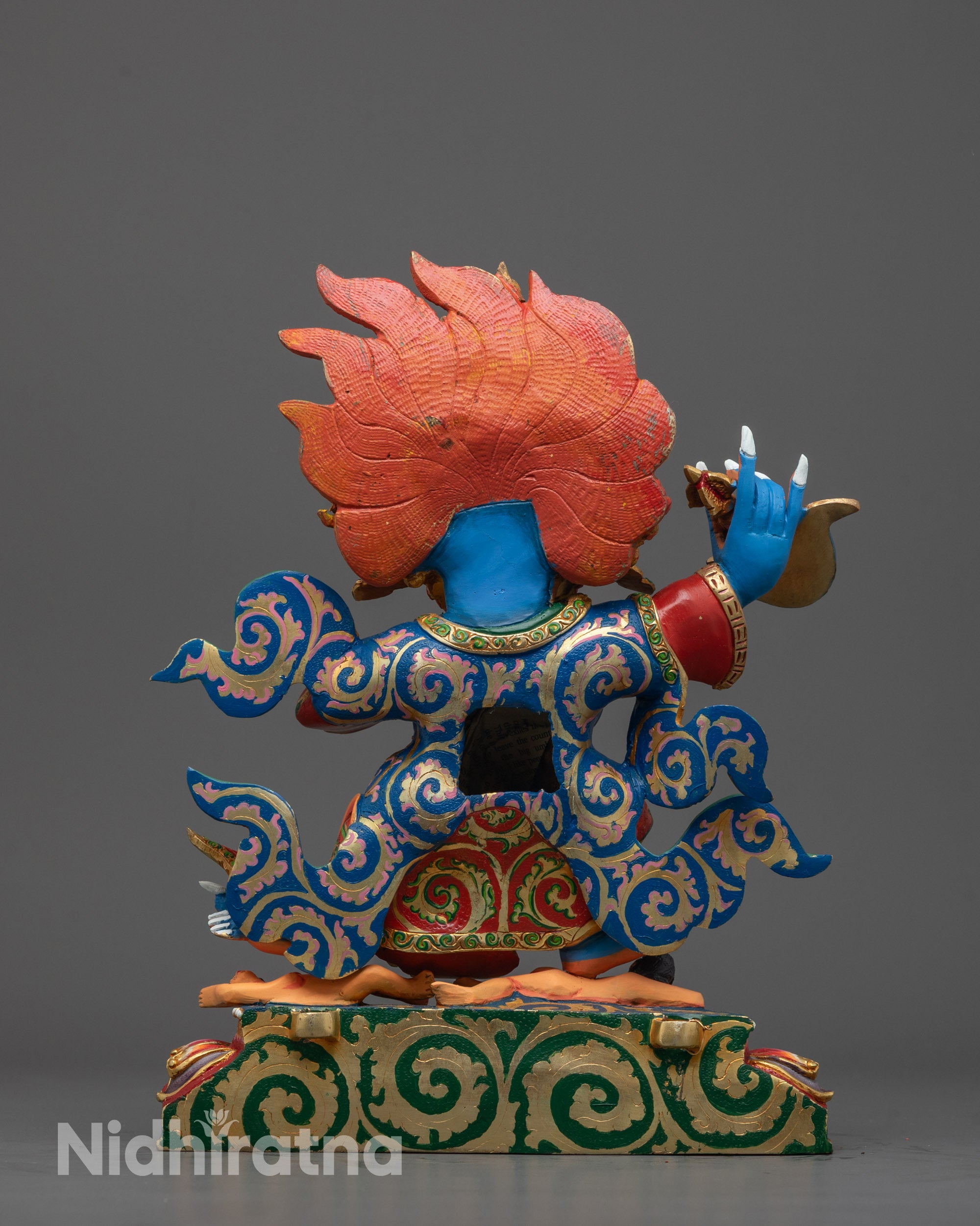 Colored Mahakala Bernagchen Statue | Tibetan Wrathful Deity