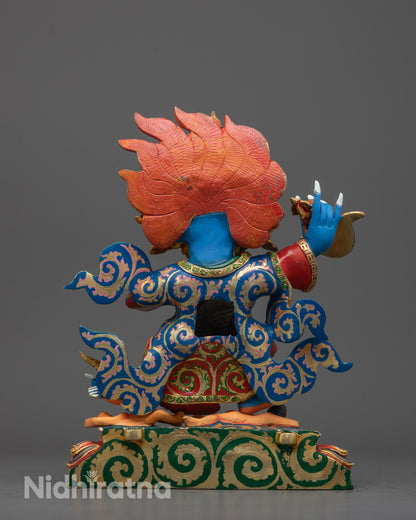 Colored Mahakala Bernagchen Statue | Tibetan Wrathful Deity