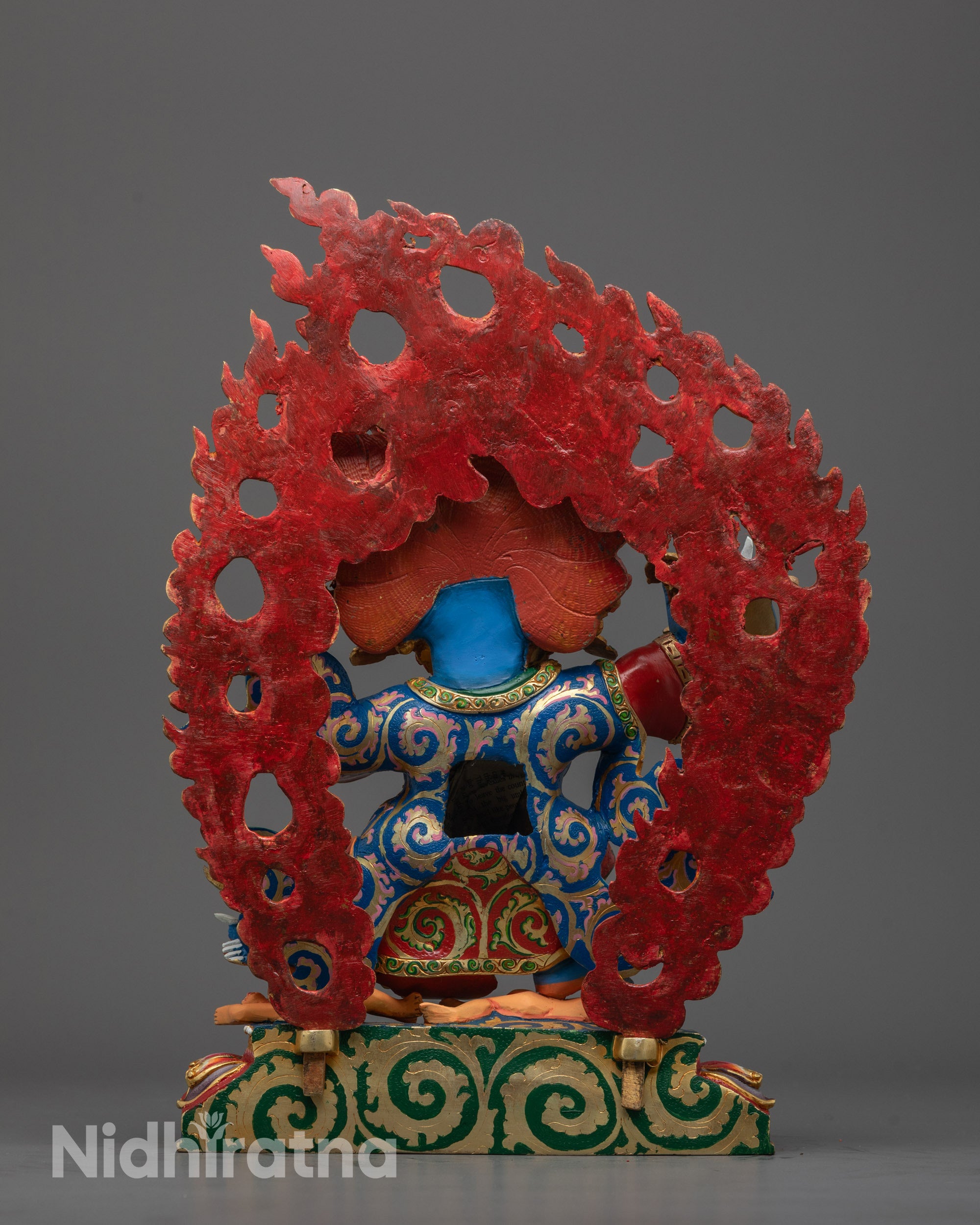 Colored Mahakala Bernagchen Statue | Tibetan Wrathful Deity