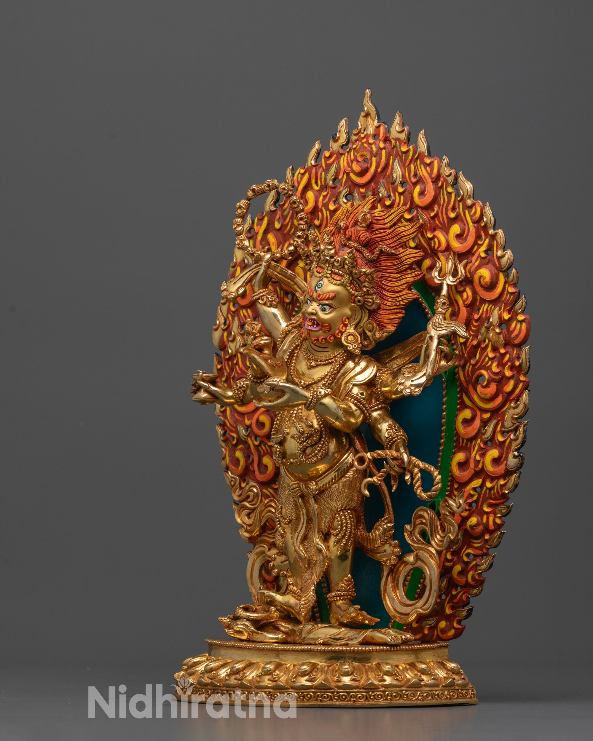 Nepalese Mahakala Statue | Six Armed Protector of Dharma