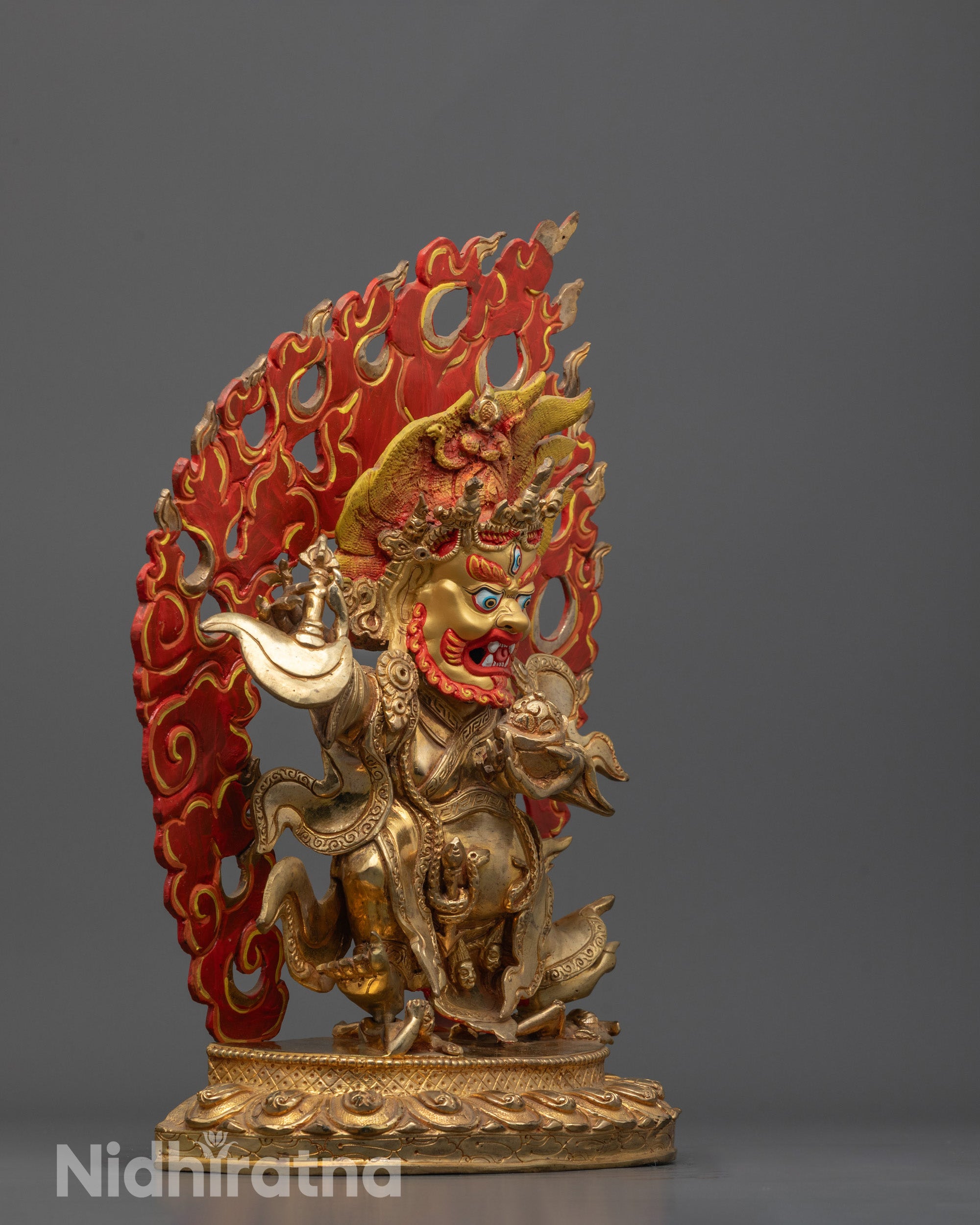 Mahakala Bernagchen Statue from Nepal | Hand-Carved Spiritual Protection