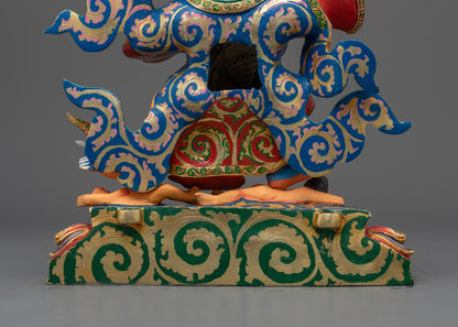 Colored Mahakala Bernagchen Statue | Tibetan Wrathful Deity