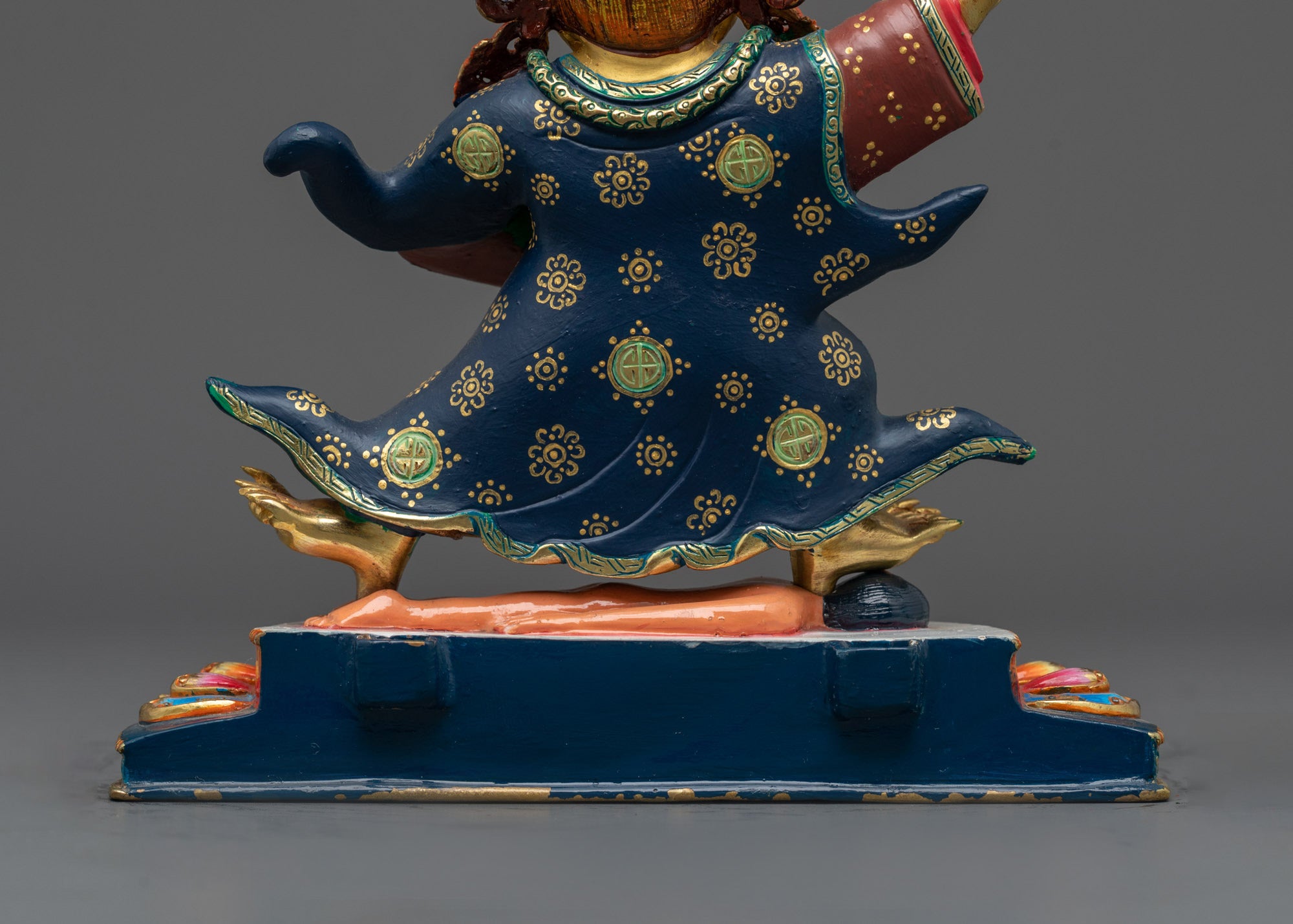 Tibetan Mahakala Bernagchen Statue with Crown and Flames