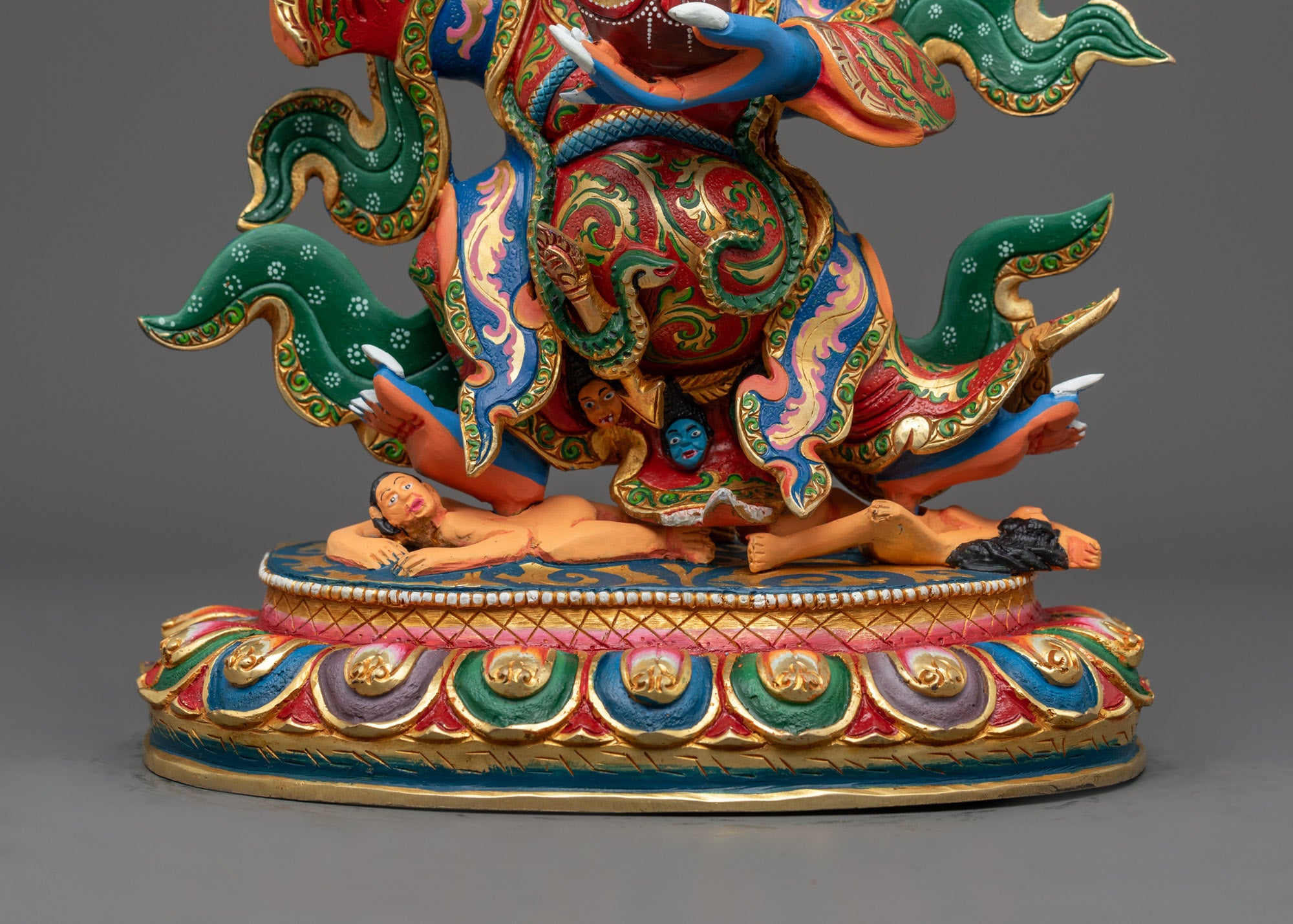 Colored Mahakala Bernagchen Statue | Tibetan Wrathful Deity