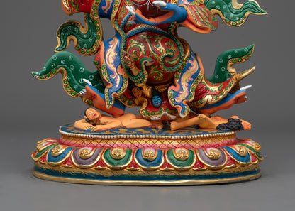 Colored Mahakala Bernagchen Statue | Tibetan Wrathful Deity