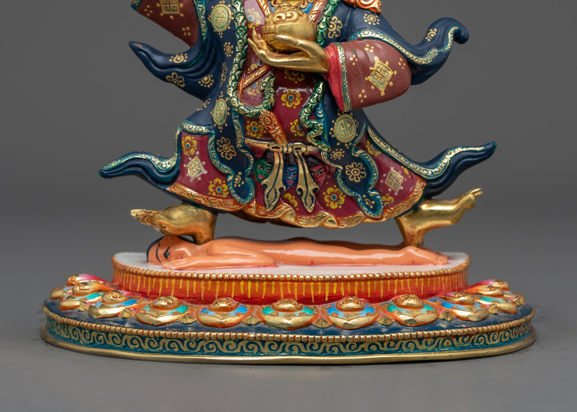 Tibetan Mahakala Bernagchen Statue with Crown and Flames