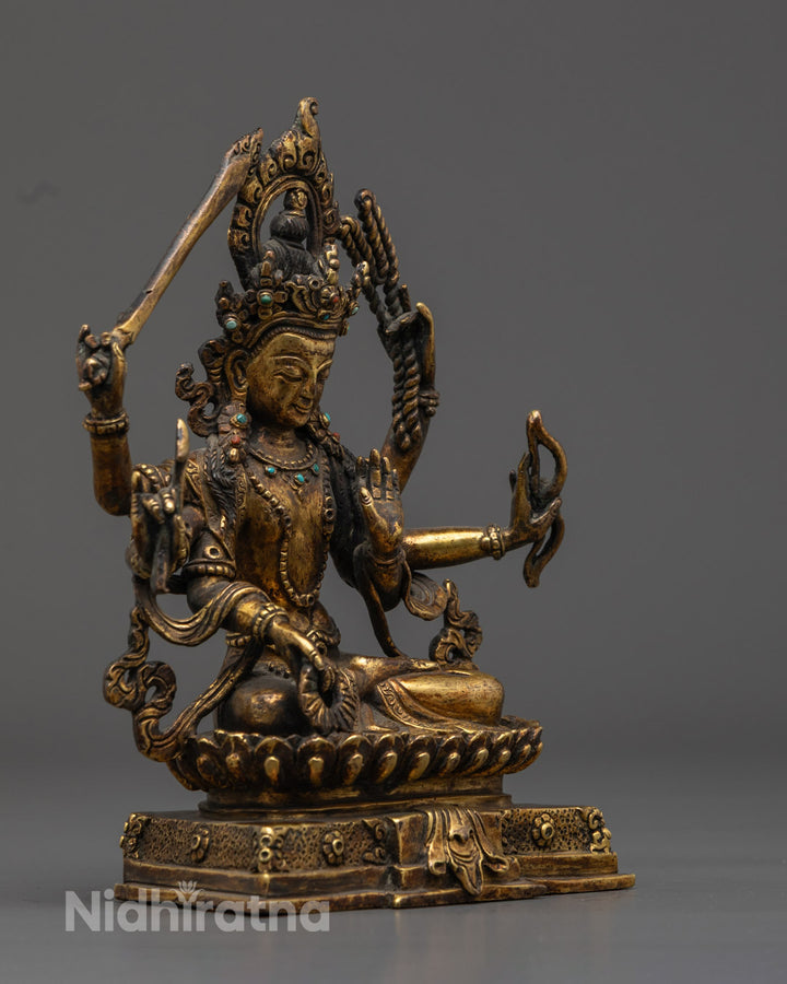 Antique Mahamanjushri Statue | Unique Handcrafted Buddhist Statue