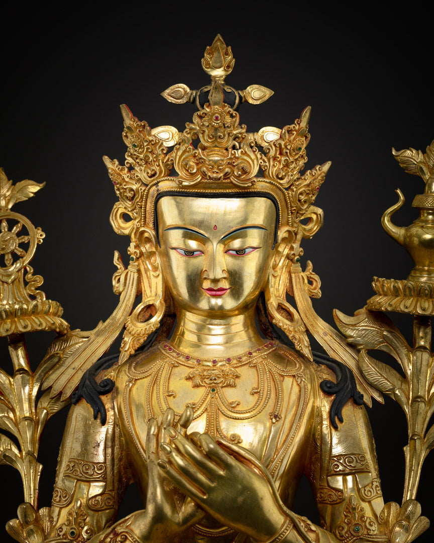 Future Buddha Maitreya | 24K Gold Gilded Copper Figure