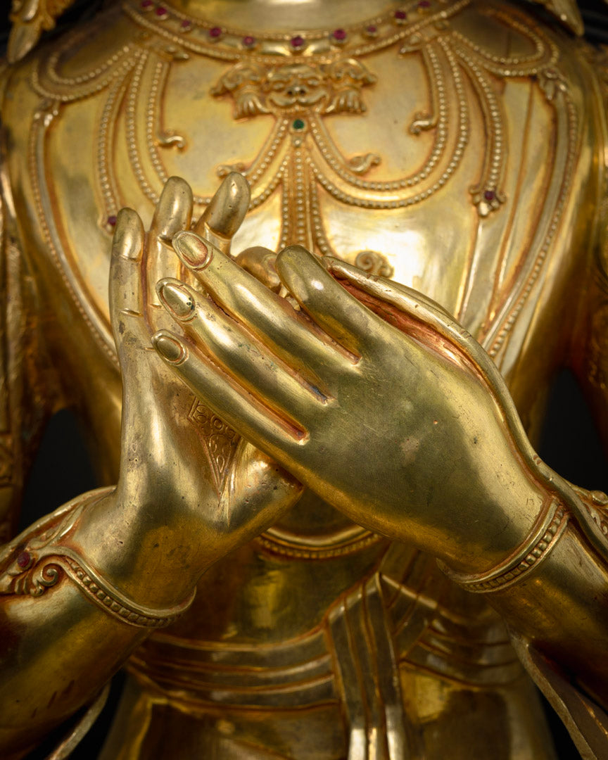 Future Buddha Maitreya | 24K Gold Gilded Copper Figure