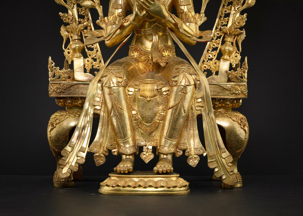 Future Buddha Maitreya | 24K Gold Gilded Copper Figure