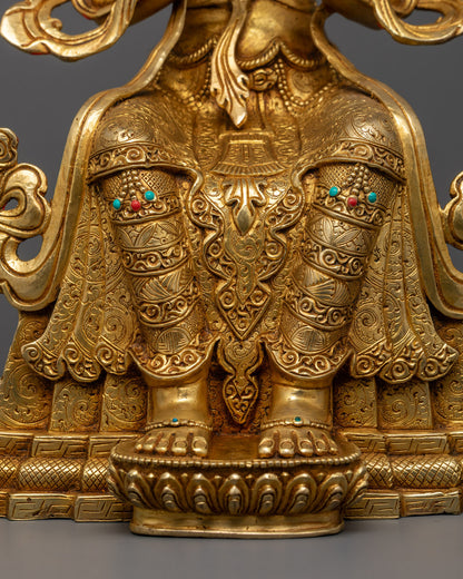 Detailed view of the Maitreya Buddha Statue featuring a hollow chamber for filling auspicious mantras, relics, or blessed substances.