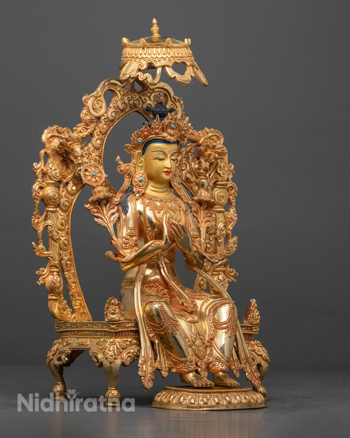 Maitreya Buddha Statue | 24K Gold-Gilded Copper