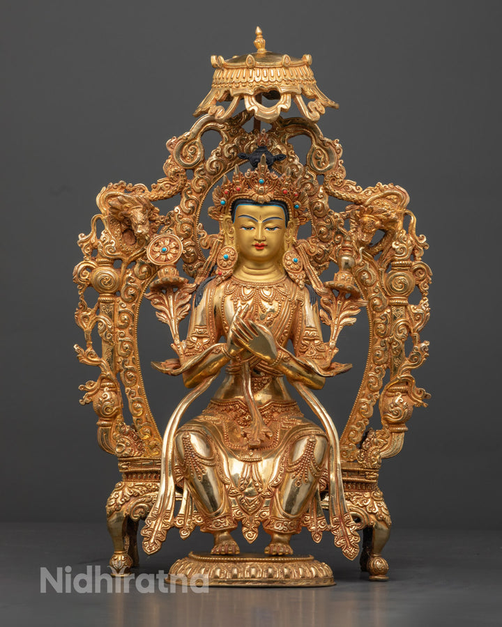 Maitreya Buddha Statue | 24K Gold-Gilded Copper