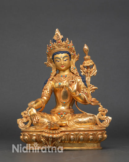 Maja Chenmo Great Peacock Tara gold statue magnificent Buddha sculpture