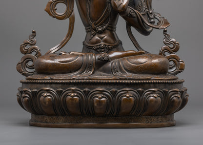 Handcrafted Oxidized Manjushri Statue | Bodhisattva of Insight