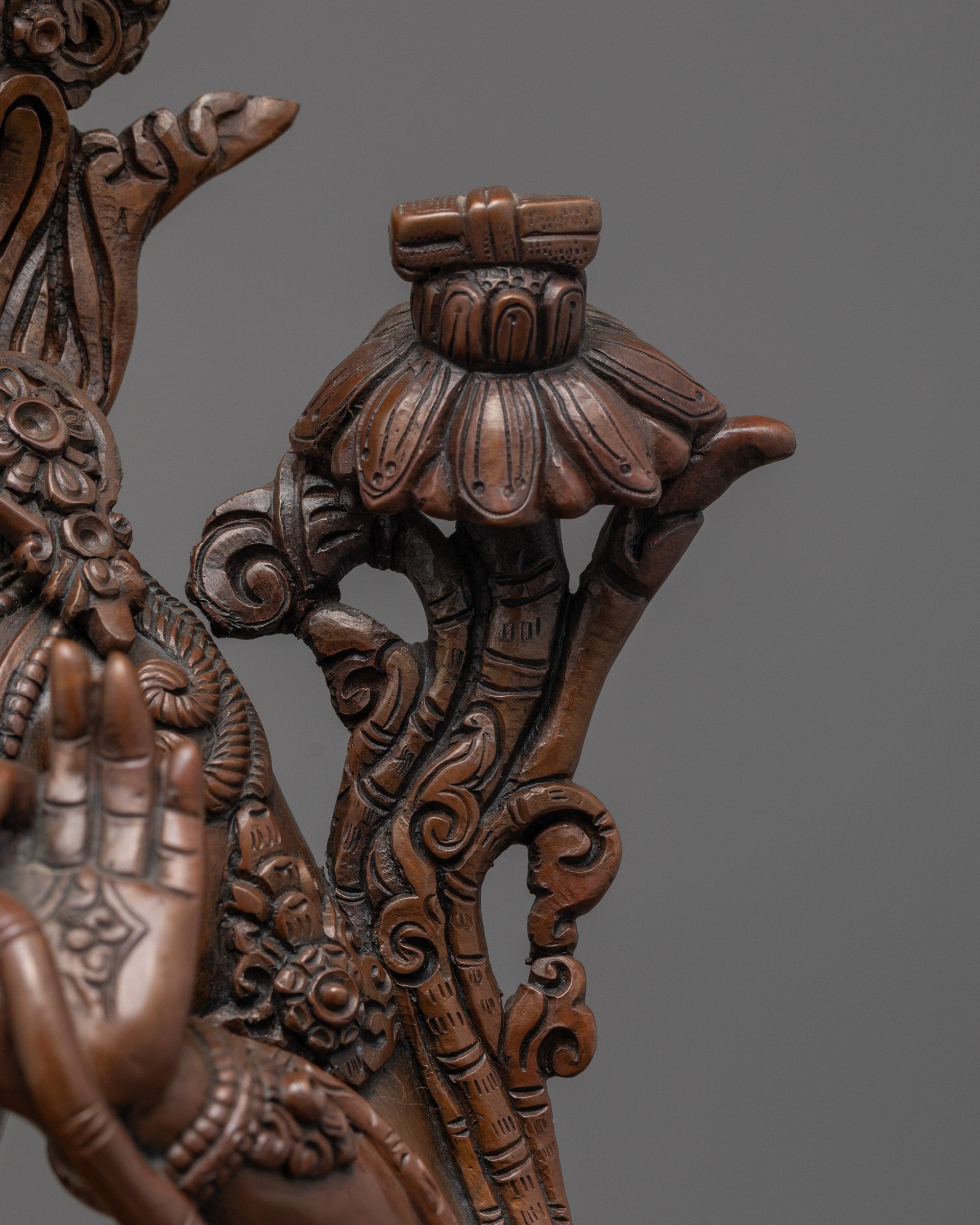 Handcrafted Oxidized Manjushri Statue | Buddhist Wisdom Figure