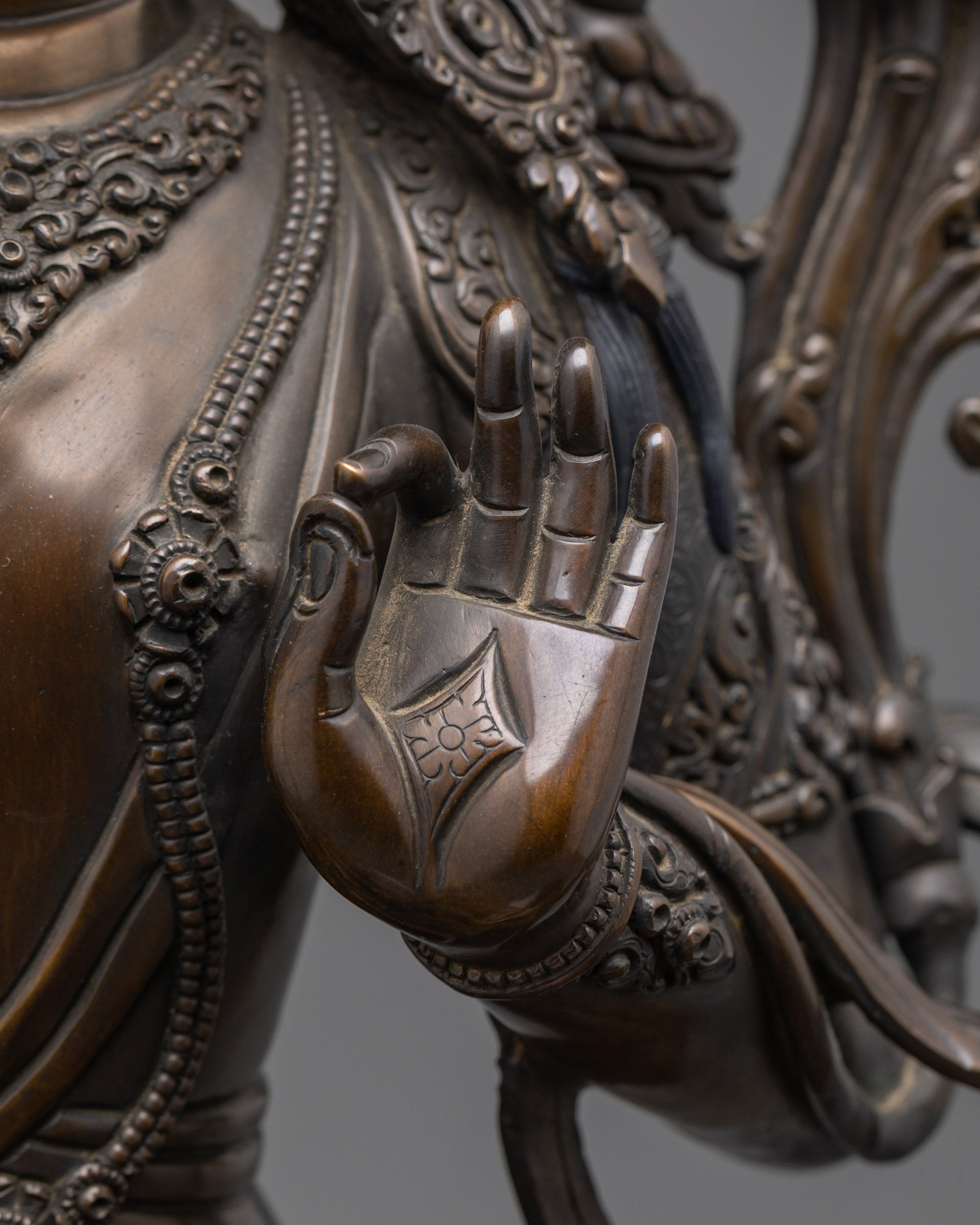 Handcrafted Oxidized Manjushri Statue | Bodhisattva of Insight