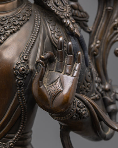 Handcrafted Oxidized Manjushri Statue | Bodhisattva of Insight