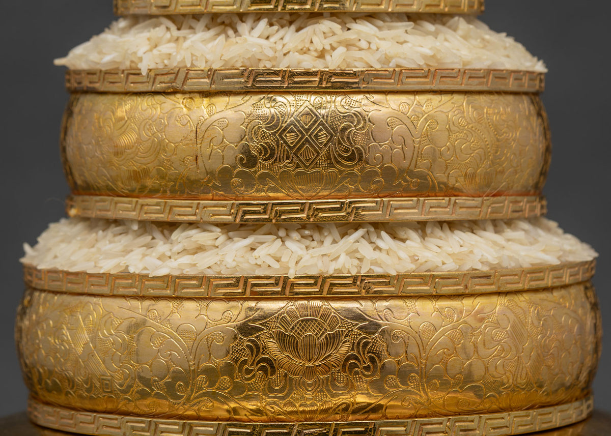 Golden Mandala Offering | Sacred Vessel for Ritual Altars
