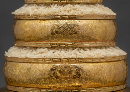 Golden Mandala Offering | Sacred Vessel for Ritual Altars