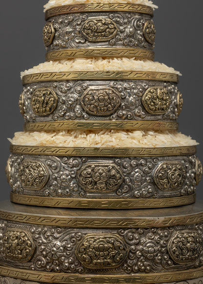 Hand-carved Silver-Plated Ratna Mandala