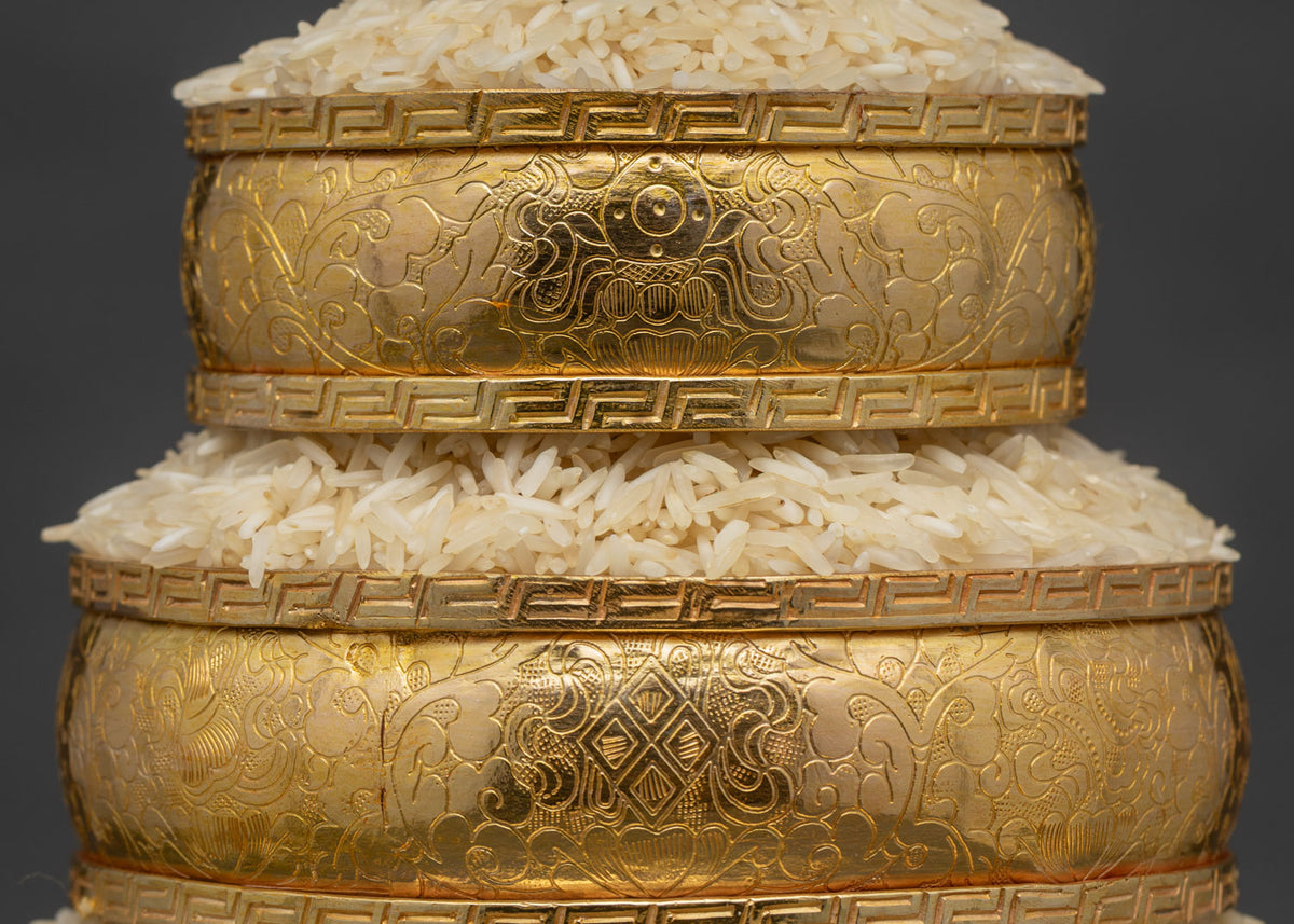 Golden Mandala Offering | Sacred Vessel for Ritual Altars