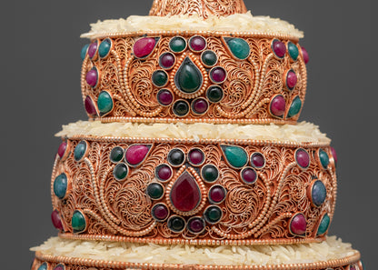 6" Tibetan Ratna Mandala with Filigree Design | Religious Artifacts